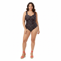 Maillot de Bain Grande Taille Une Pièce Imprimé Floral avec Fronces
