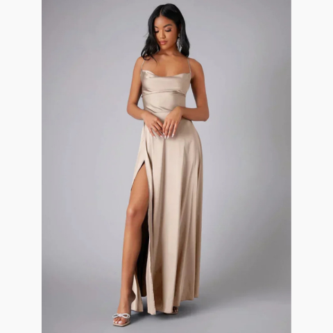 Robe de soirée à fente haute pour femme | Maxi