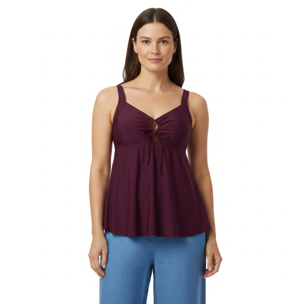 Haut de Tankini Taille Haute pour Femme avec Décolleté Goutte et Coupe Tunique