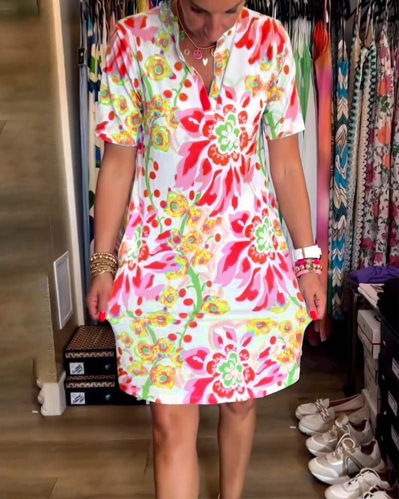 Federica™ - Robe à manches courtes avec imprimé floral