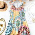 Yessia | Robe A-line sans manches avec imprimé coloré