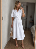 Eden | Robe midi femme avec boutons et ceinture à nouer