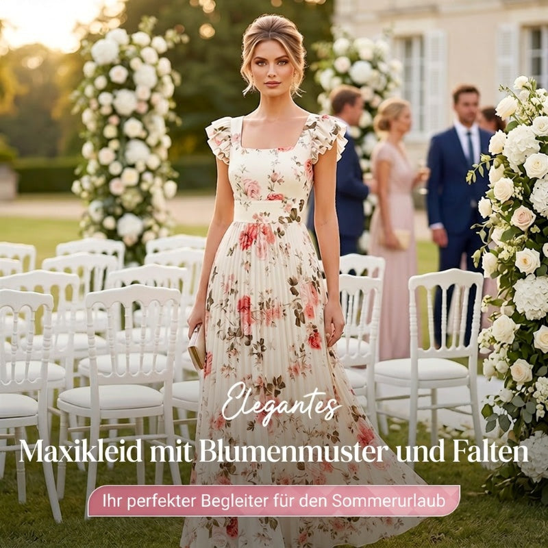 Elvinna | Robe maxi florale avec volants plissés