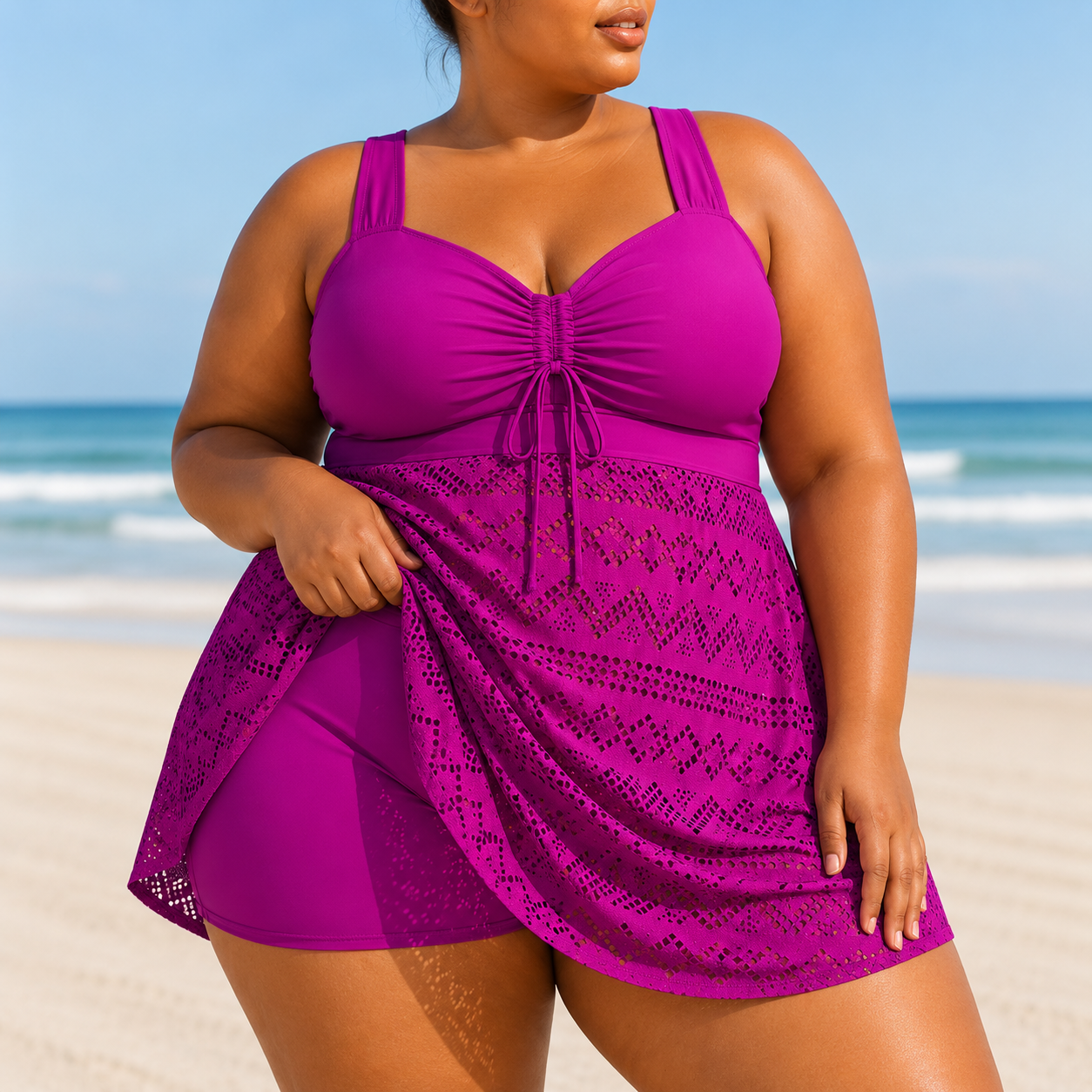 Robe de bain élégante Emille pour femmes en grande taille avec drapé fluide