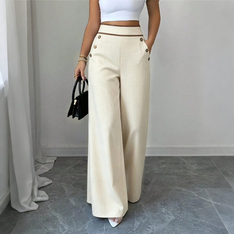 Gesine | Pantalon Marlene taille haute avec passepoils contrastés