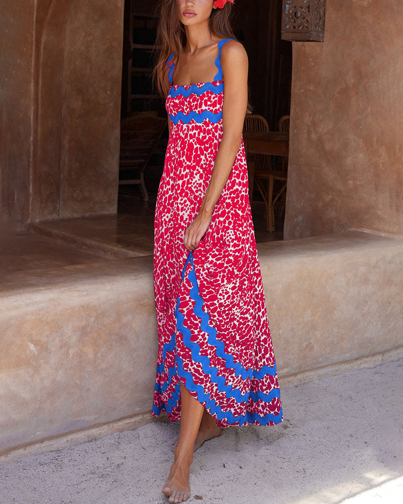 Robe Longue À Bretelles Avec Motif Floral Pour Femme | Idéale Pour L’été
