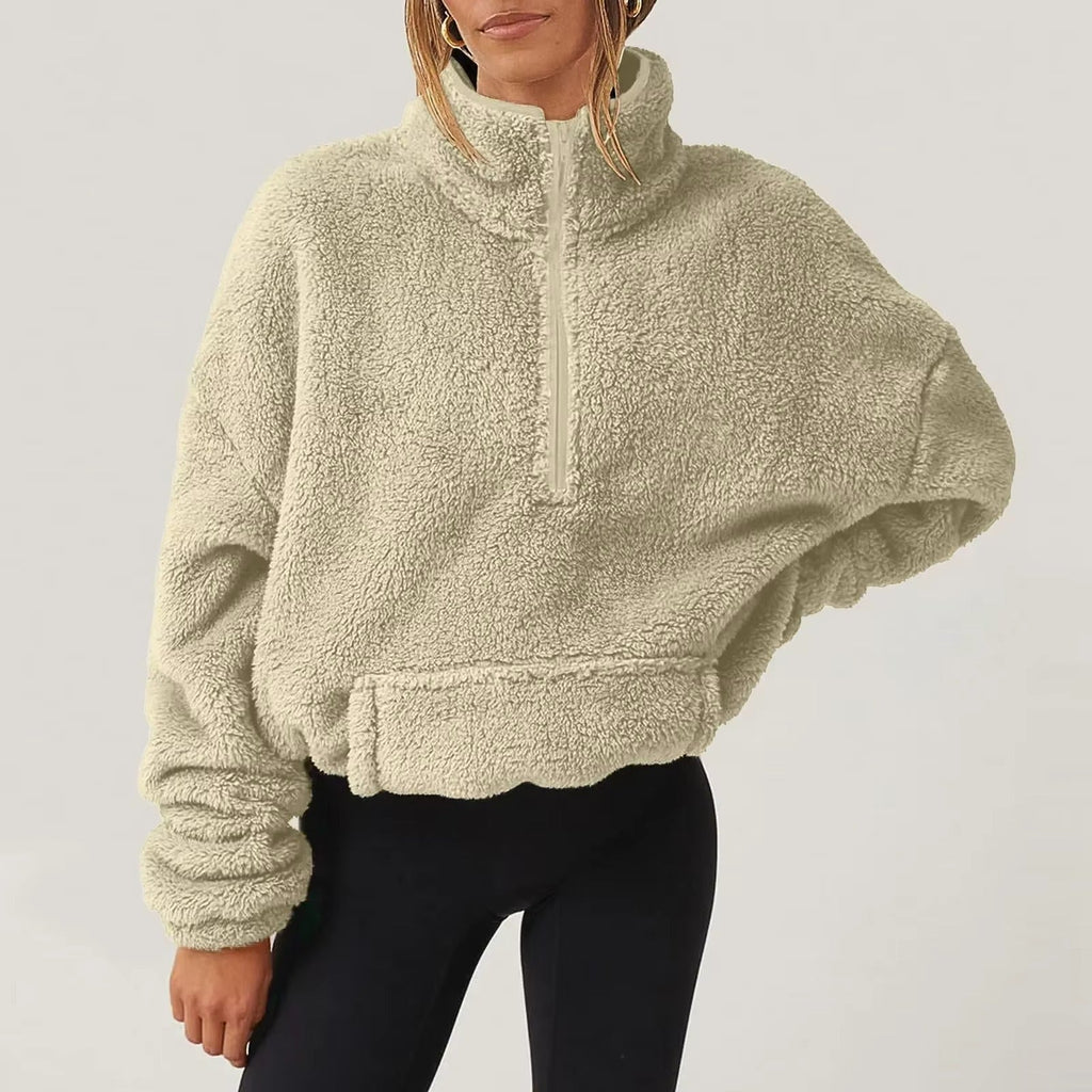 Pull Fleece Luxueux à Col Zippé pour Femmes
