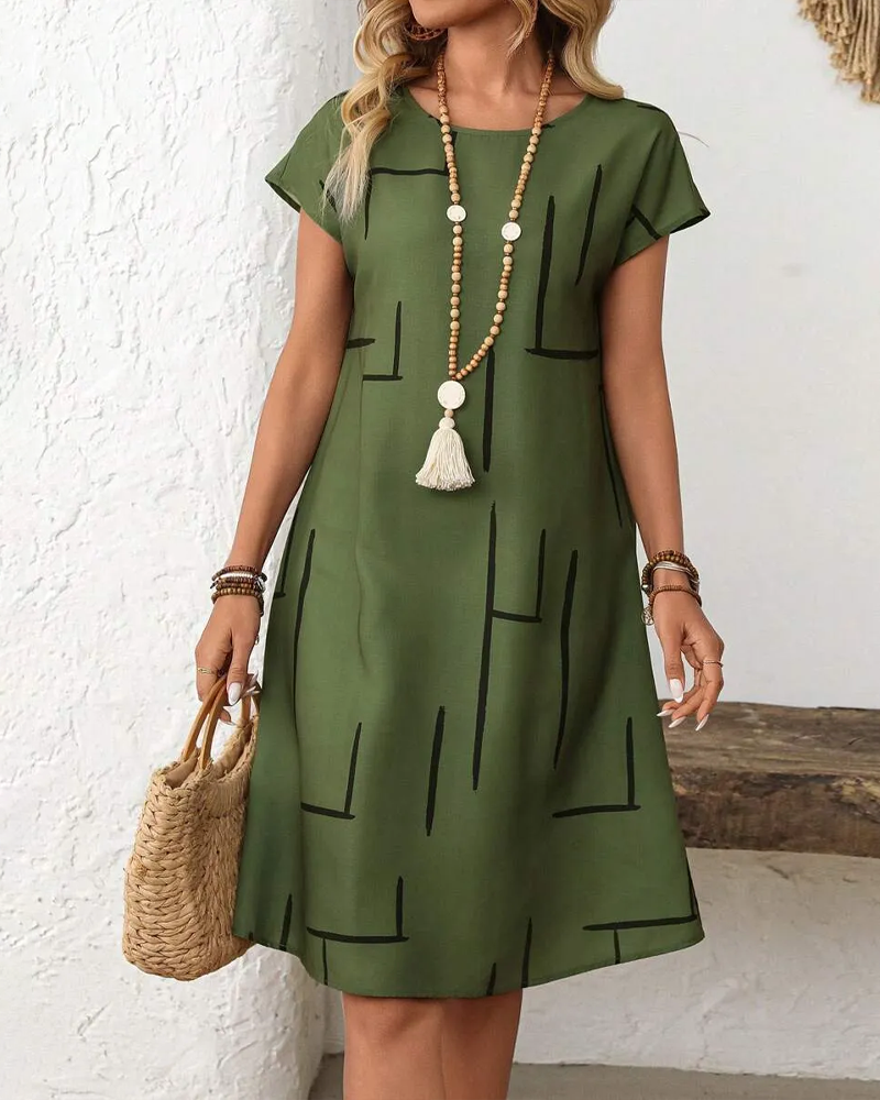 Rosavelle | Robe d'été confortable avec imprimé linéaire abstrait