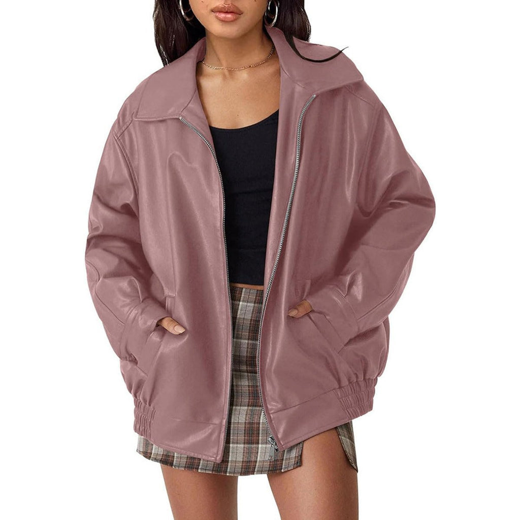 Caroline | Veste en cuir oversize pour femmes, décontractée et moderne