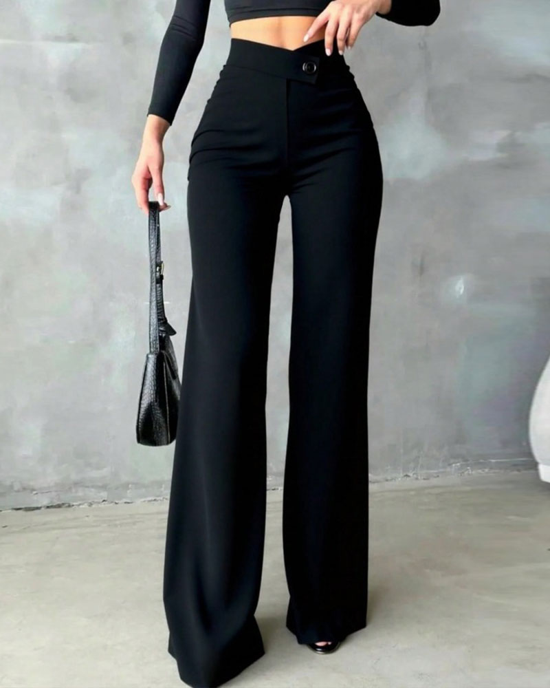 Pantalons de Costume Drapés Taille Haute