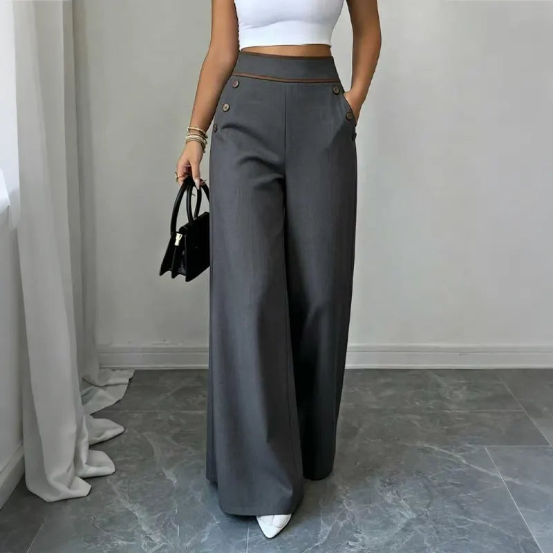 Gesine | Pantalon Marlene taille haute avec passepoils contrastés
