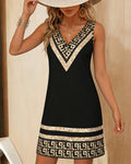 Robe sans manches à imprimé placement en V