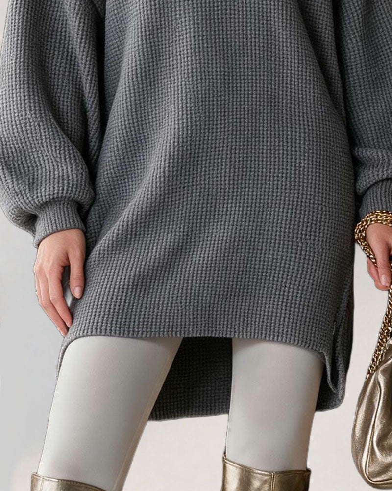 Robe Longue Tricotée avec Fermeture Éclair