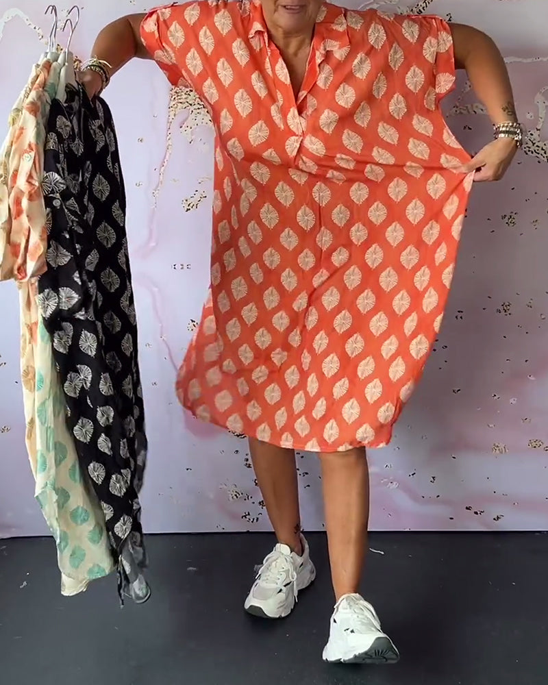 Robe loose à manches courtes avec col