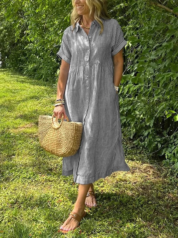Gwen™ - Robe chemise rayée