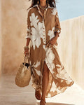 Robe Florale Col Chemise Maxi