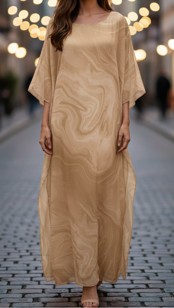 Aura | Robe Maxi en Chiffon pour Femme, Manches Papillon, Formelle