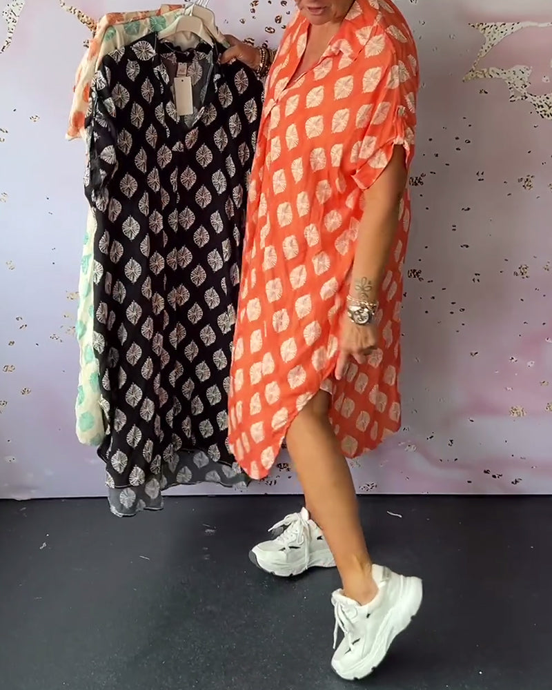 Robe loose à manches courtes avec col