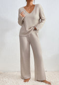Ensemble de Loungewear Élégant avec Haut à Manches Longues et Pantalons Amples
