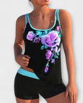 Tankini Deux Pièces avec Imprimé Tropical pour Femmes | Idéal pour la Plage et la Piscine