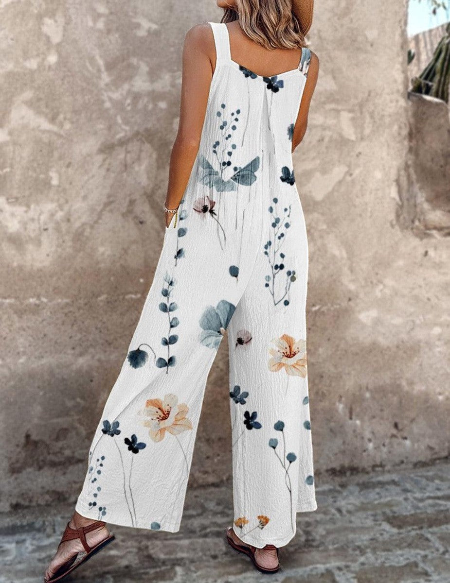 Combinaison Femme à Jambes Larges | Sans Manches Florale