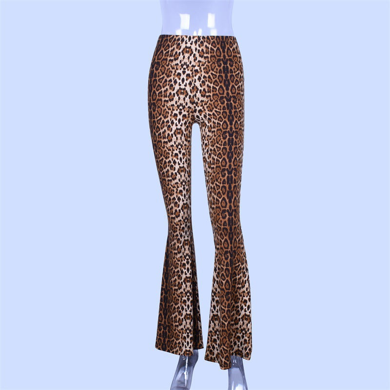 Pantalon évasé à motifs léopard pour femmes avec taille élastique Heidi-Mode