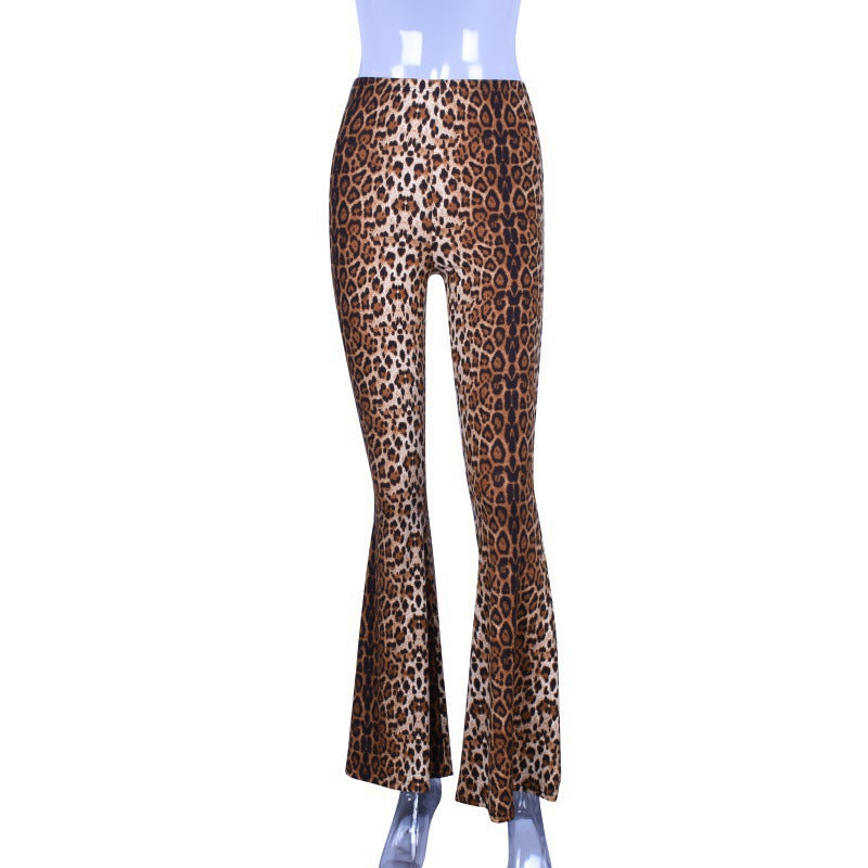 Pantalon évasé à motifs léopard pour femmes avec taille élastique Heidi-Mode