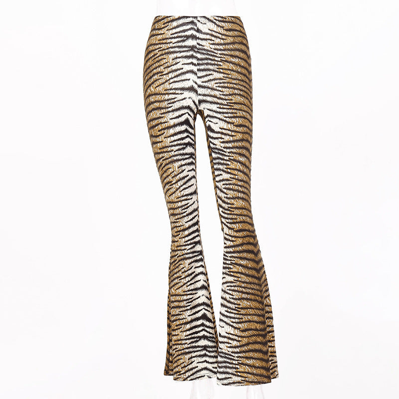 Pantalon évasé à motifs léopard pour femmes avec taille élastique Heidi-Mode