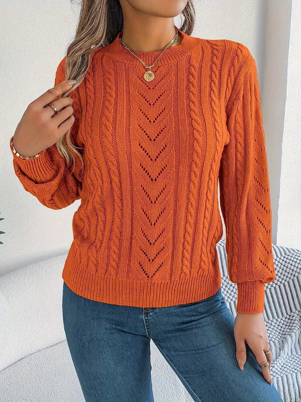 Laura | Pull en tricot à torsades classique et douillet avec col rond