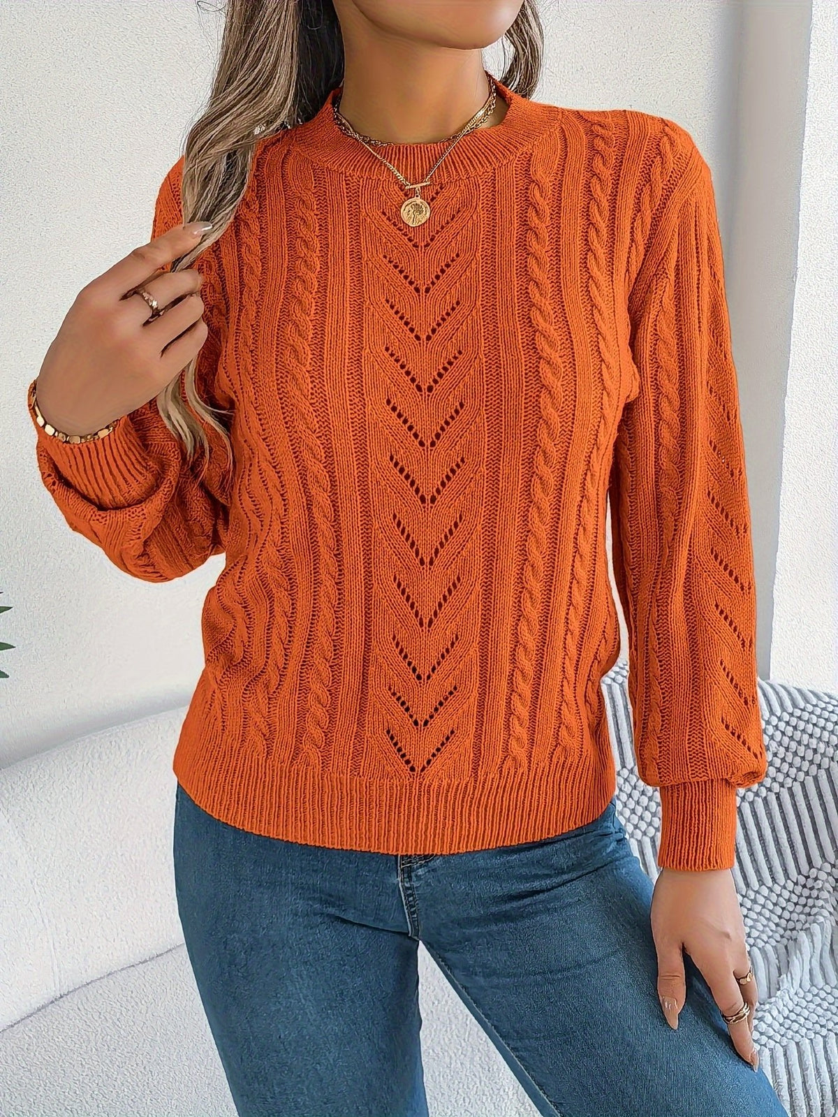 Laura | Pull en tricot à torsades classique et douillet avec col rond