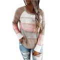 Pull en tricot décontracté pour femmes avec motif ajouré, inserts en color block et coupe décontractée Echoarchiv
