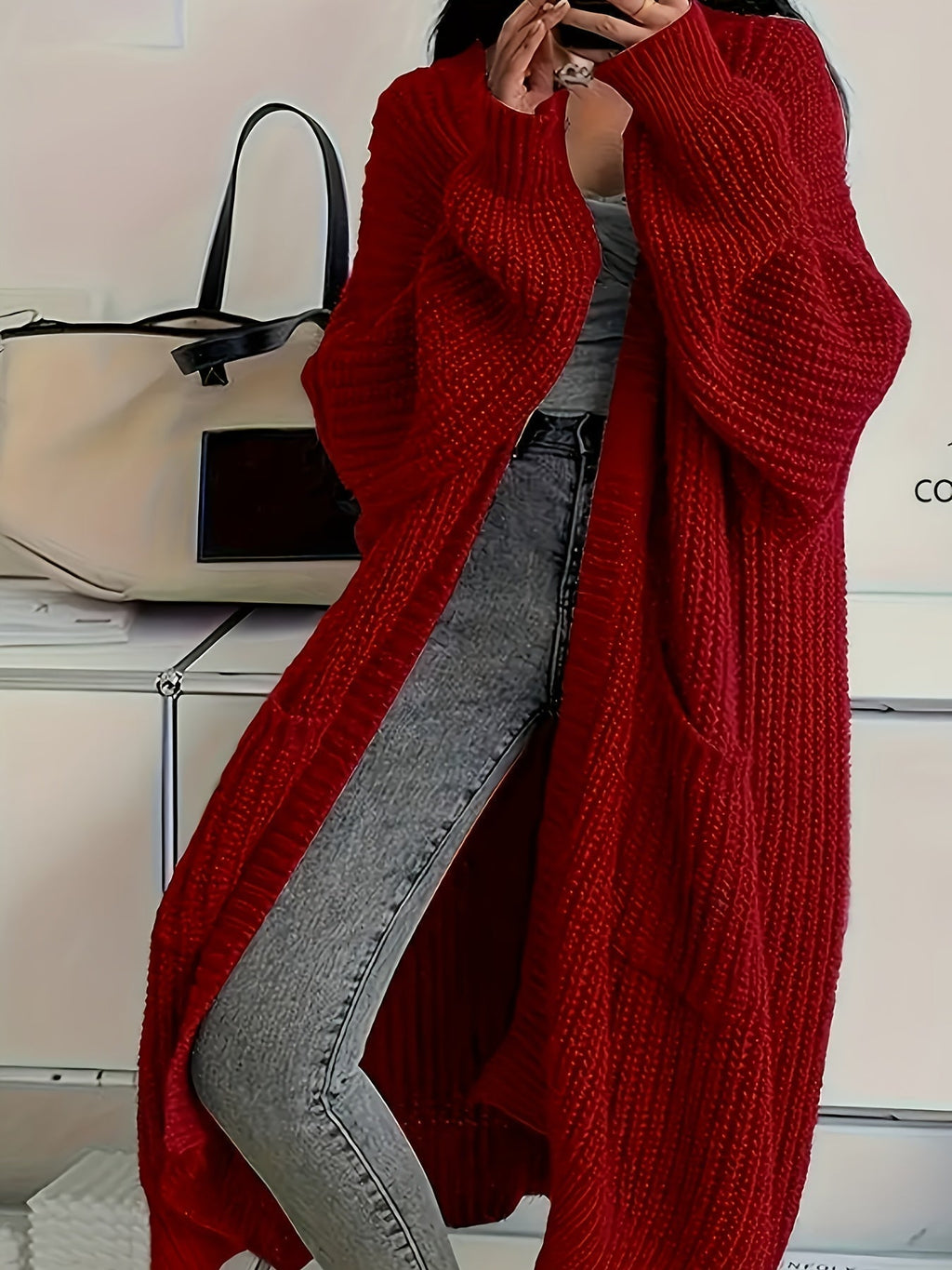 Fenie | Cardigan long pour femmes en tricot épais avec poches