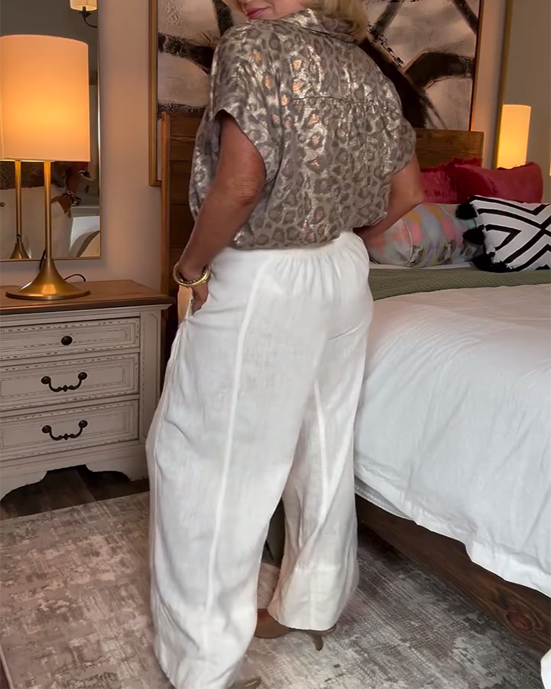 Blouse Décontractée Imprimé Léopard
