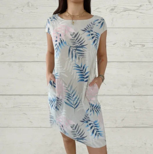 Robe d'été pour femmes avec poches et imprimé vif