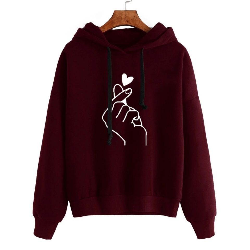 Pull à capuche oversize pour femmes avec impression cœur de doigt et cordon Echo Archive