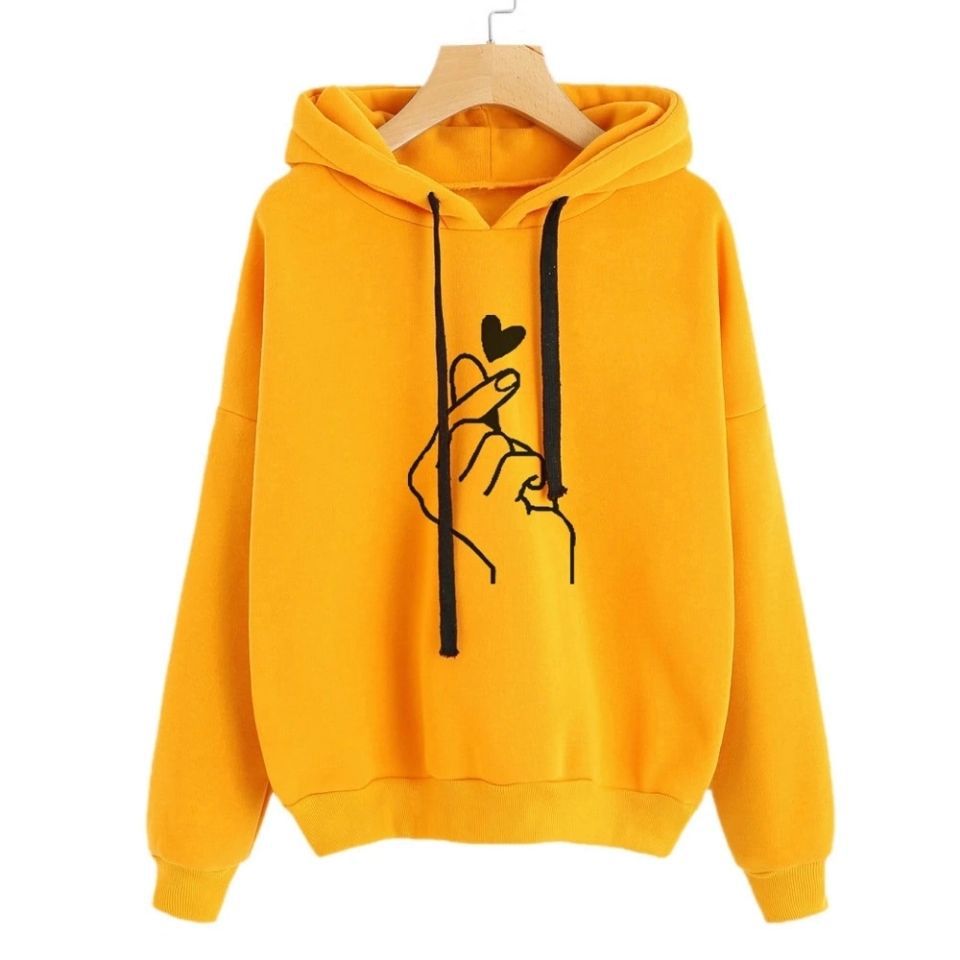 Pull à capuche oversize pour femmes avec impression cœur de doigt et cordon Echo Archive