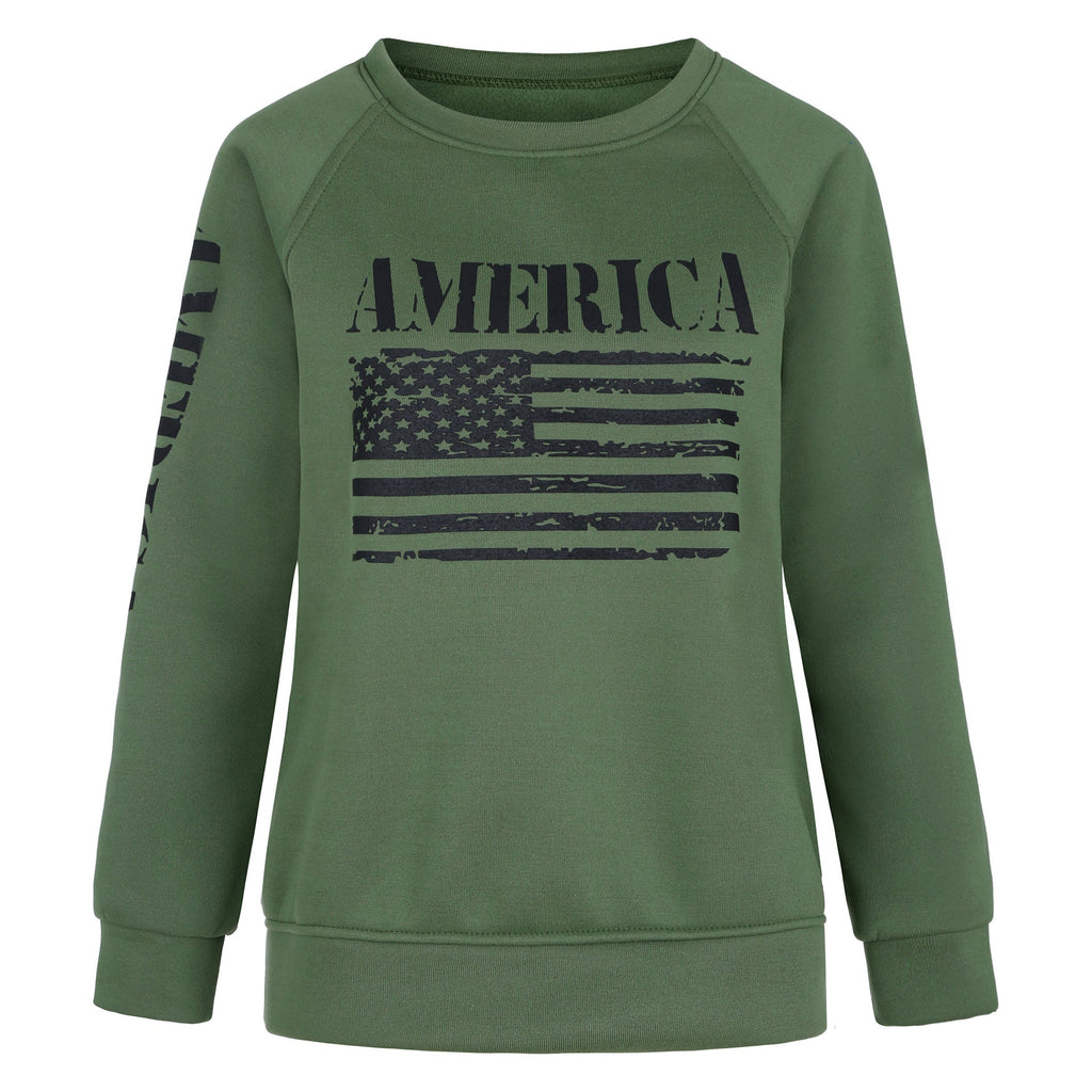Sweat-shirt pour femmes avec manches raglan et imprimé drapeau vintage Echo Archive