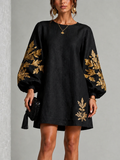 Eisele | Robe noire décontractée avec détails floraux dorés
