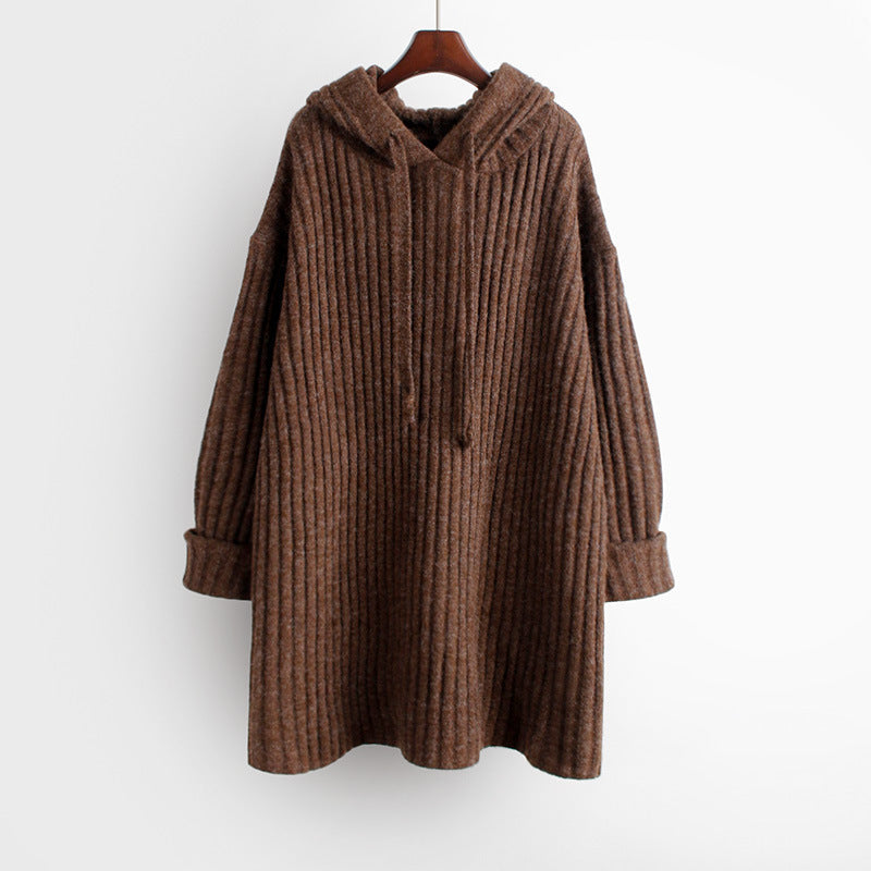 Sweat à capuche oversize pour femmes en tricot côtelé avec coupe tunique Echo Archive