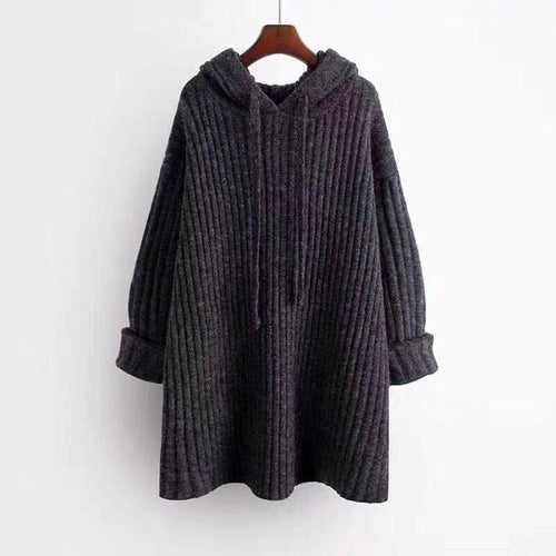 Sweat à capuche oversize pour femmes en tricot côtelé avec coupe tunique Echo Archive