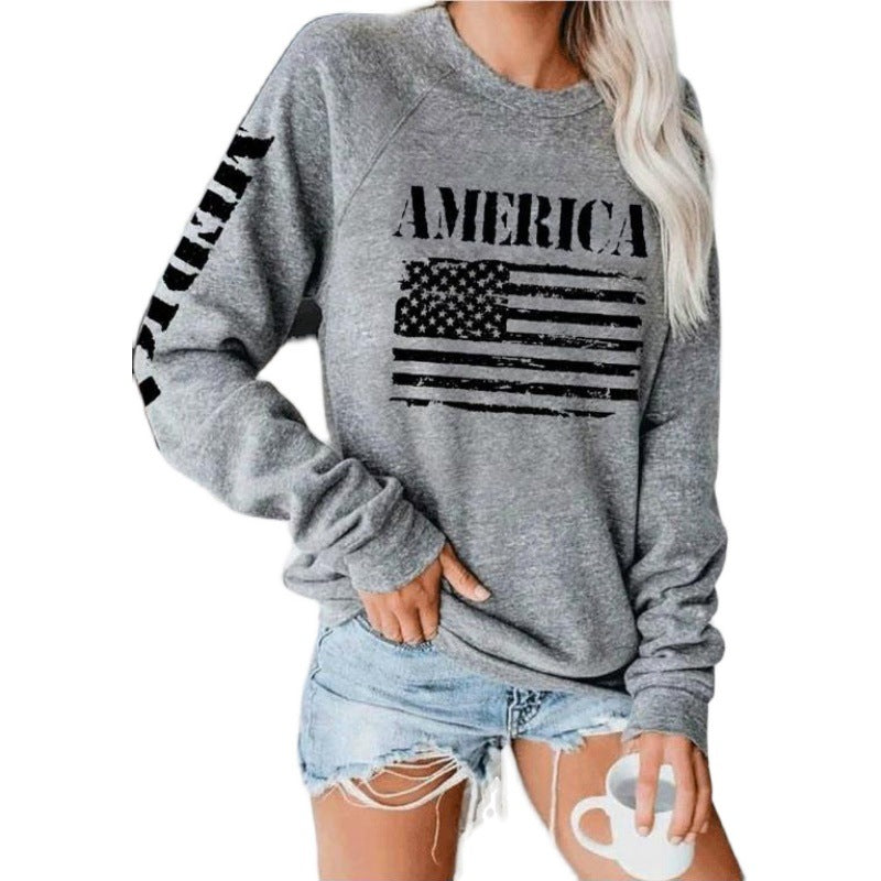 Sweat-shirt pour femmes avec manches raglan et imprimé drapeau vintage Echo Archive