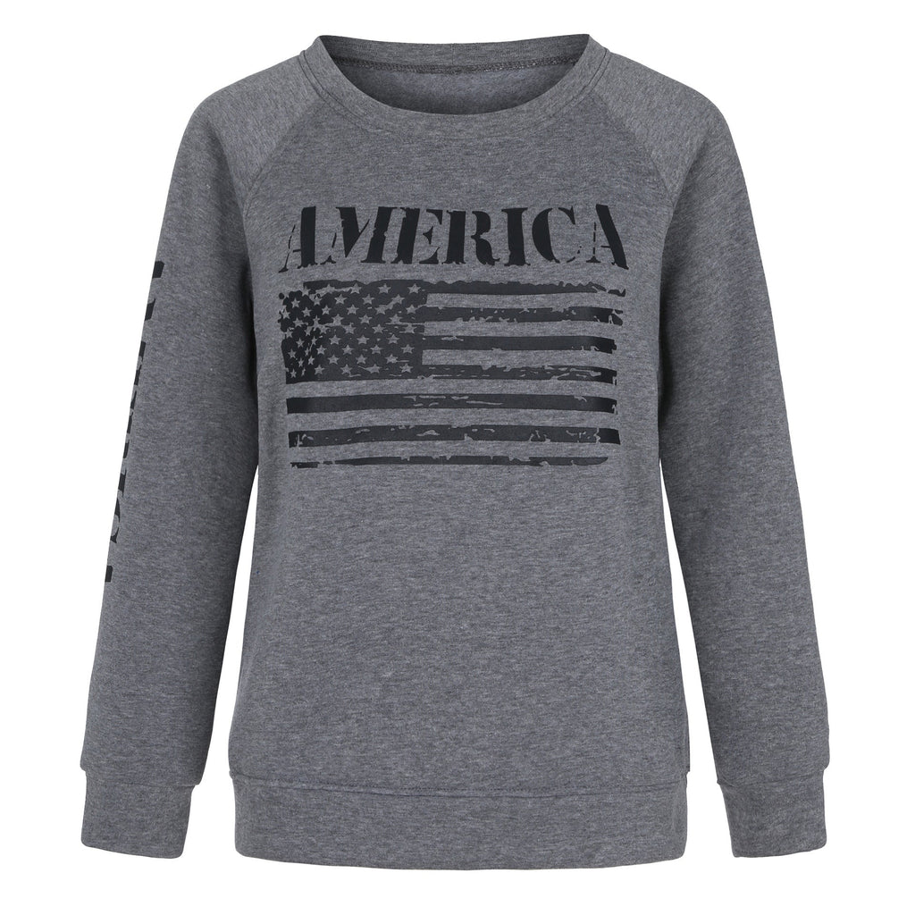 Sweat-shirt pour femmes avec manches raglan et imprimé drapeau vintage Echo Archive