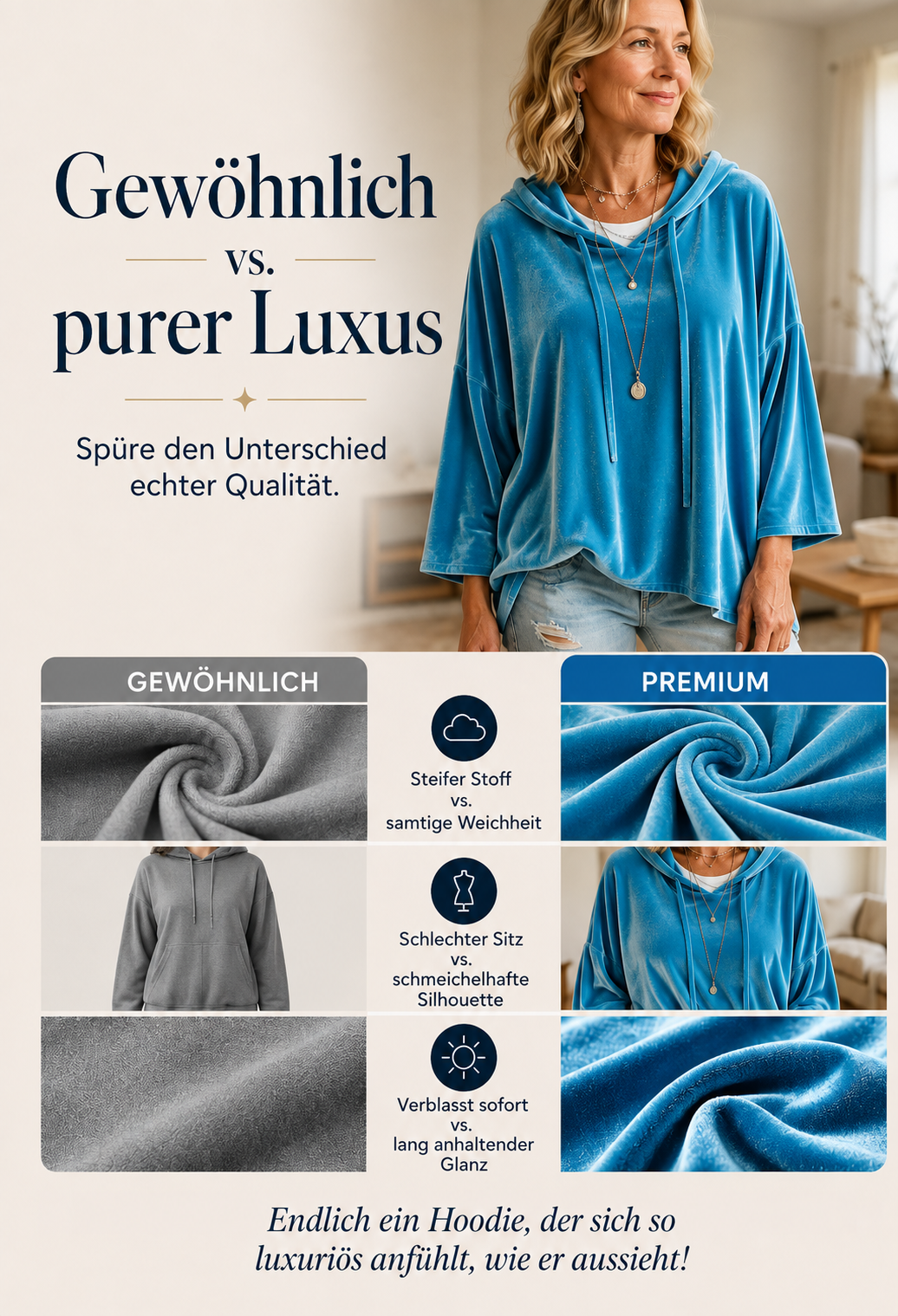 Vylmira | Hoodie en velours décontracté avec cordon de serrage réglable