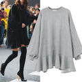 Robe Sweatshirt Oversized Femme avec Ourlet Volant et Manches Ballon Echo Archive