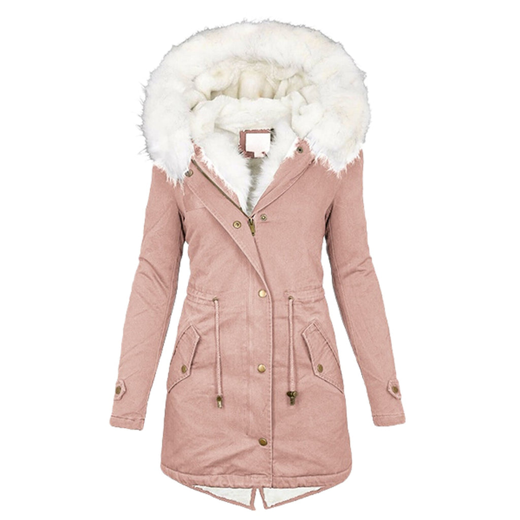 Manteau Parka Femme Doublé avec Doublure en Teddy, Capuche en Fourrure Synthétique Amovible et Ceinture Echo Archive