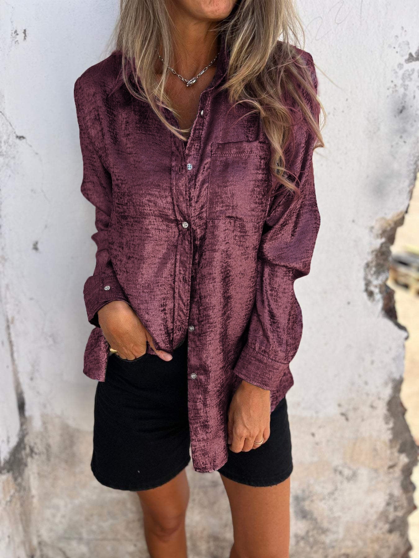 T-shirt à manches longues pour femmes avec poche