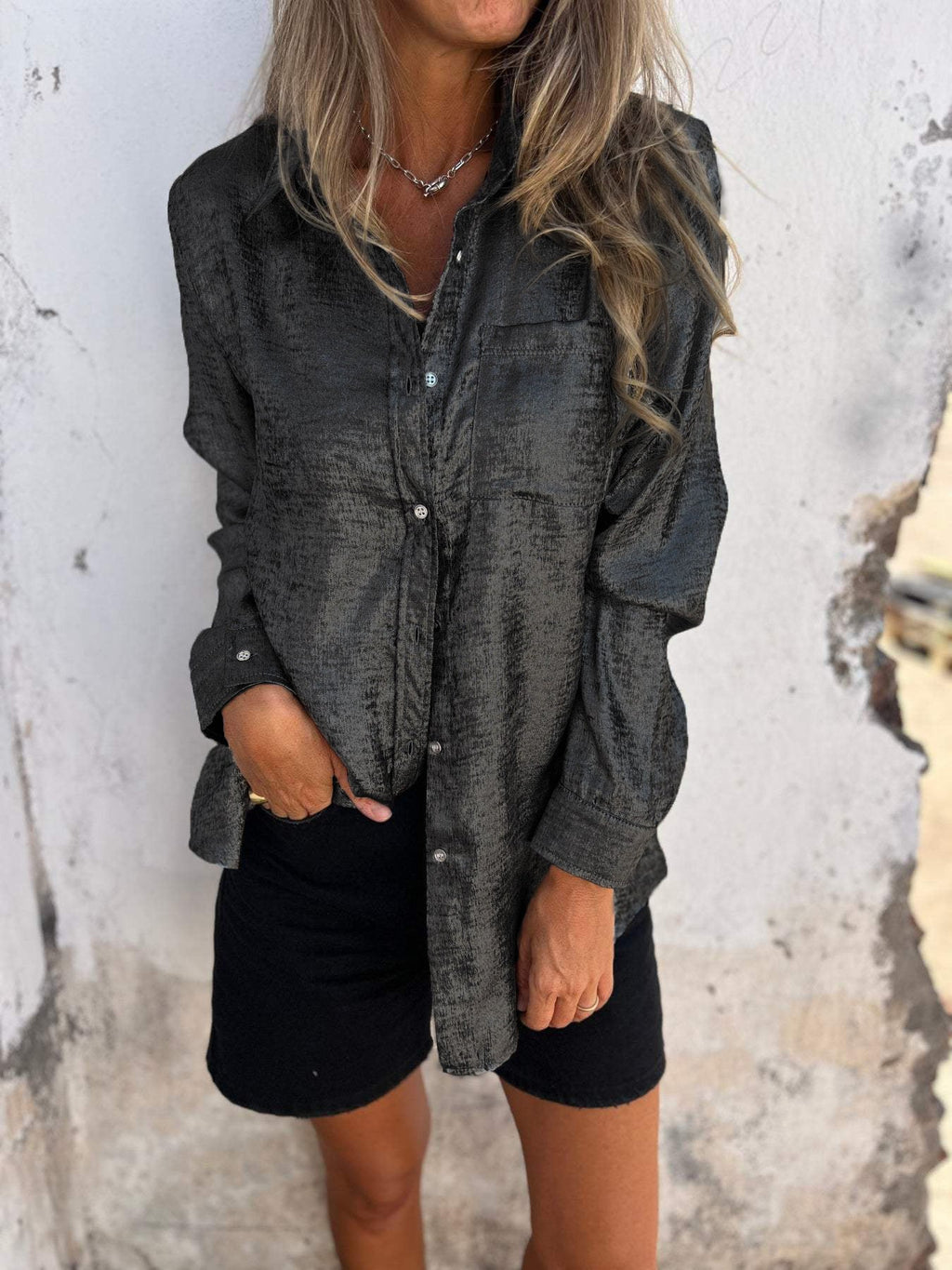T-shirt à manches longues pour femmes avec poche