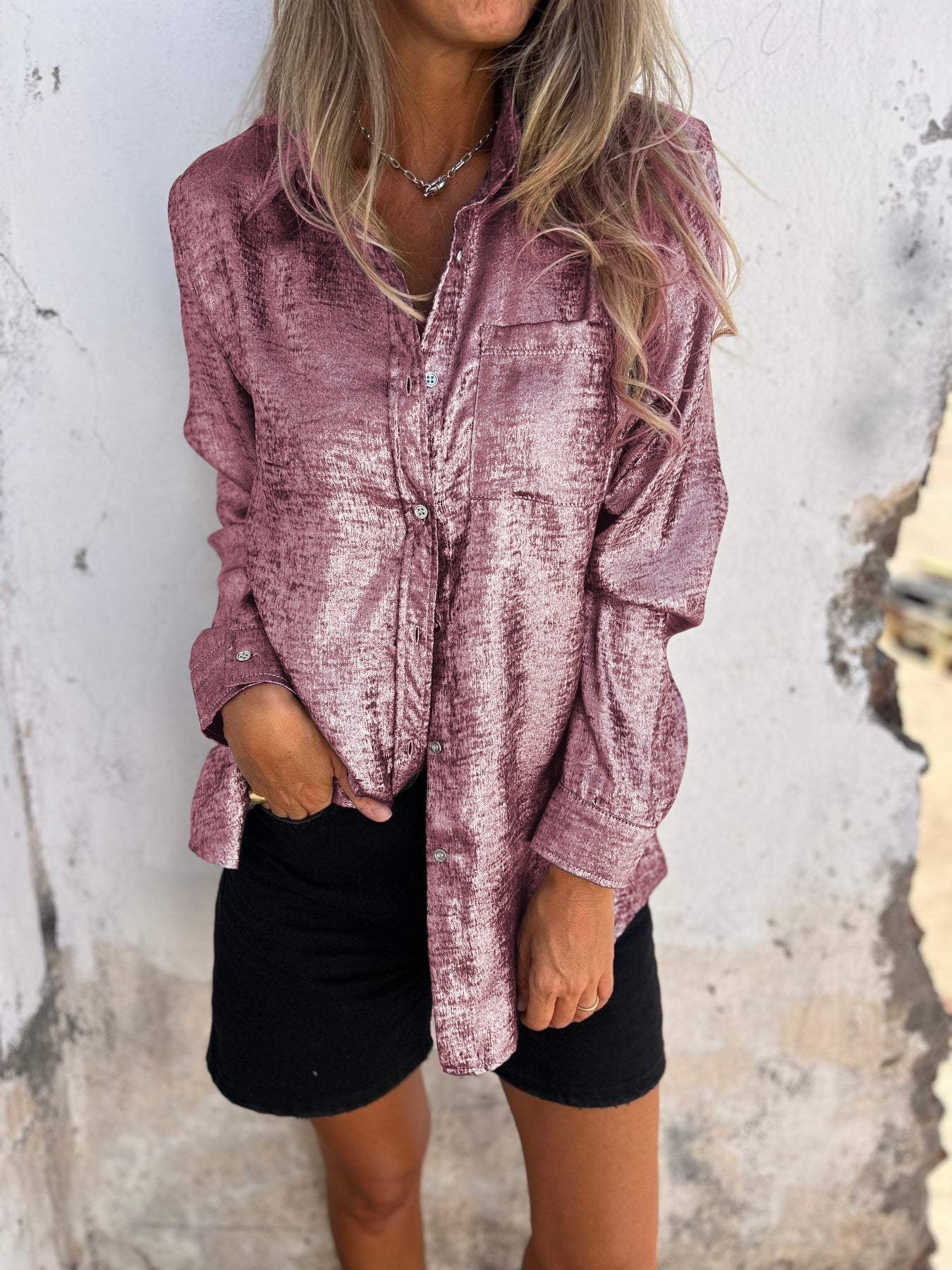 T-shirt à manches longues pour femmes avec poche