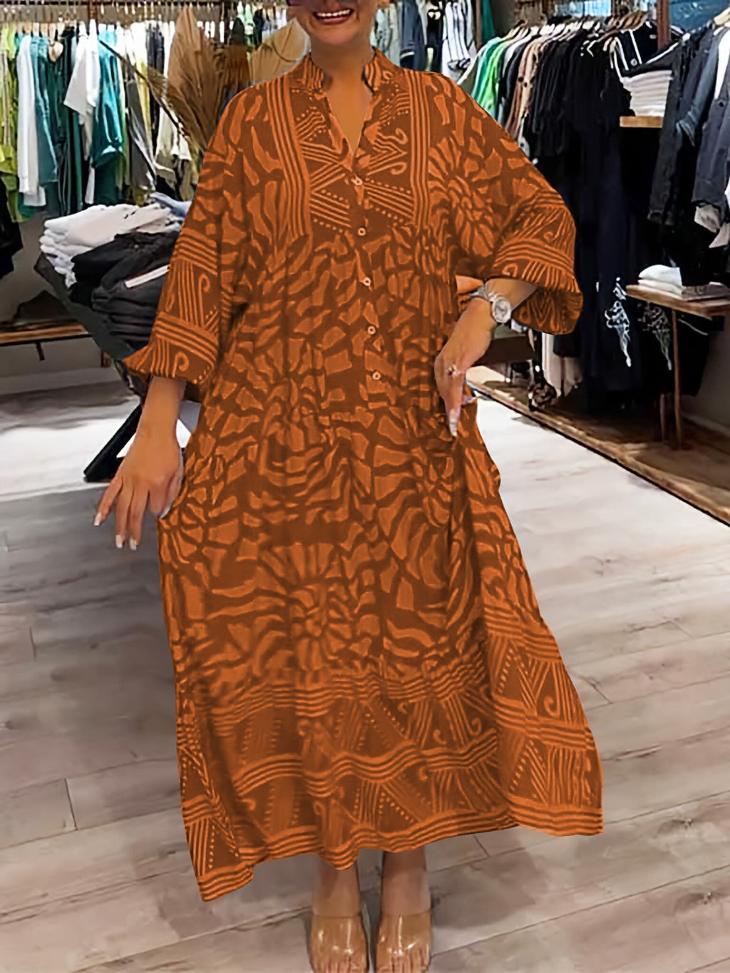 Mira | Robe Imprimée à Décolleté en V (Presque épuisée)