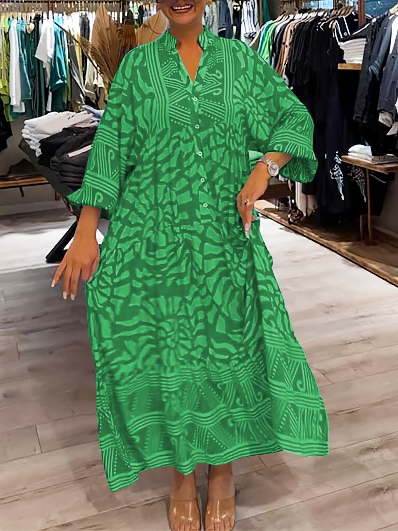 Mira | Robe Imprimée à Décolleté en V (Presque épuisée)